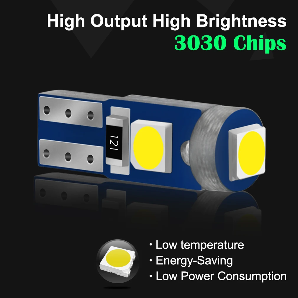 10Pcs T5 LED Lights W1.2W W3W LED Super Bright 3030 LED Car Interior Light Auto Side Wedge Dashboard Gauge Instrument Lamp Bulb image 2