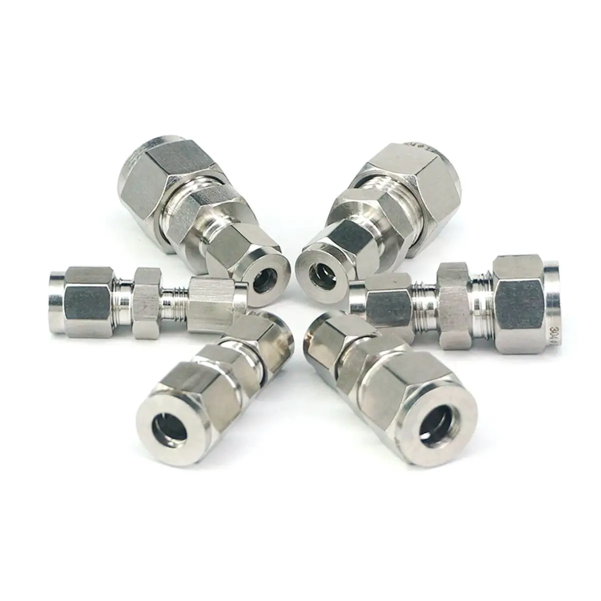 

2pcs Non-corrodingFit Tube O/D 3-16mm 1/8" 1/4" 3/8" 1/2" 304 Stainless Reducer Sleeve Ferrule Pneumatic Air Connector Adapter