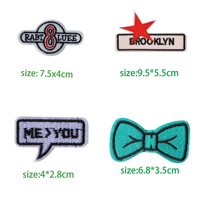 

1PCS Black White English Alphabet Rectangle Embroidery Patches for Clothing Stripes Written Words Sticker Clothes Letters Badges