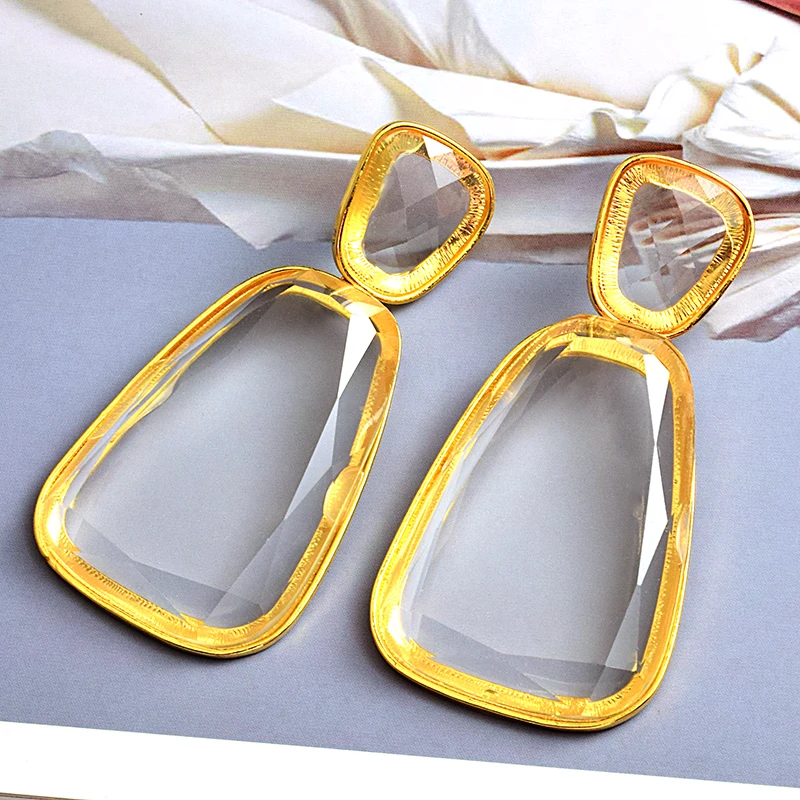 Wholesale Fashion Long Clear Resin Drop Earrings Hanging Elegant Irregular Dangle Earrings Fine Jewelry Accessories For Women