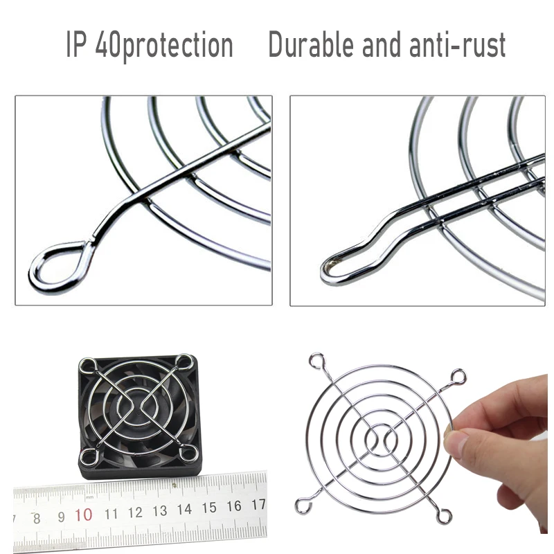 Protetor de dedo de fio de metal prata, protetor de dedo pc grelha ventilador dc 30mm 40mm 50mm 60mm 70mm 80mm 90mm 120mm 135mm 140mm 170mm 200mm