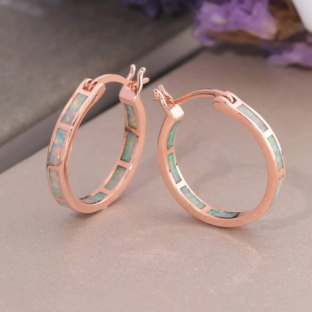 CiNily Round Multicolor Opal 925 Sterling Silver Hoop Earrings for Hypoallergenic Girls Fine Jewelry Multiple Styles Earring