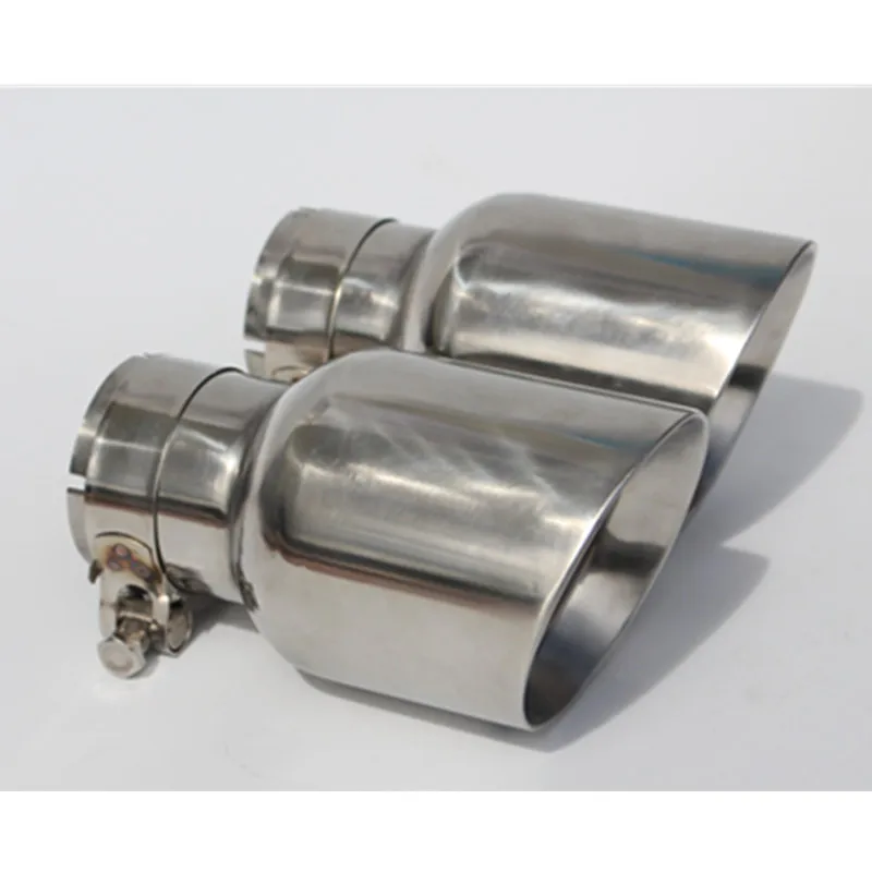 1Piece Car Bright Exhaust Tail Pipe Stainless Steel Bevel Edge Shinny Muffler Tip