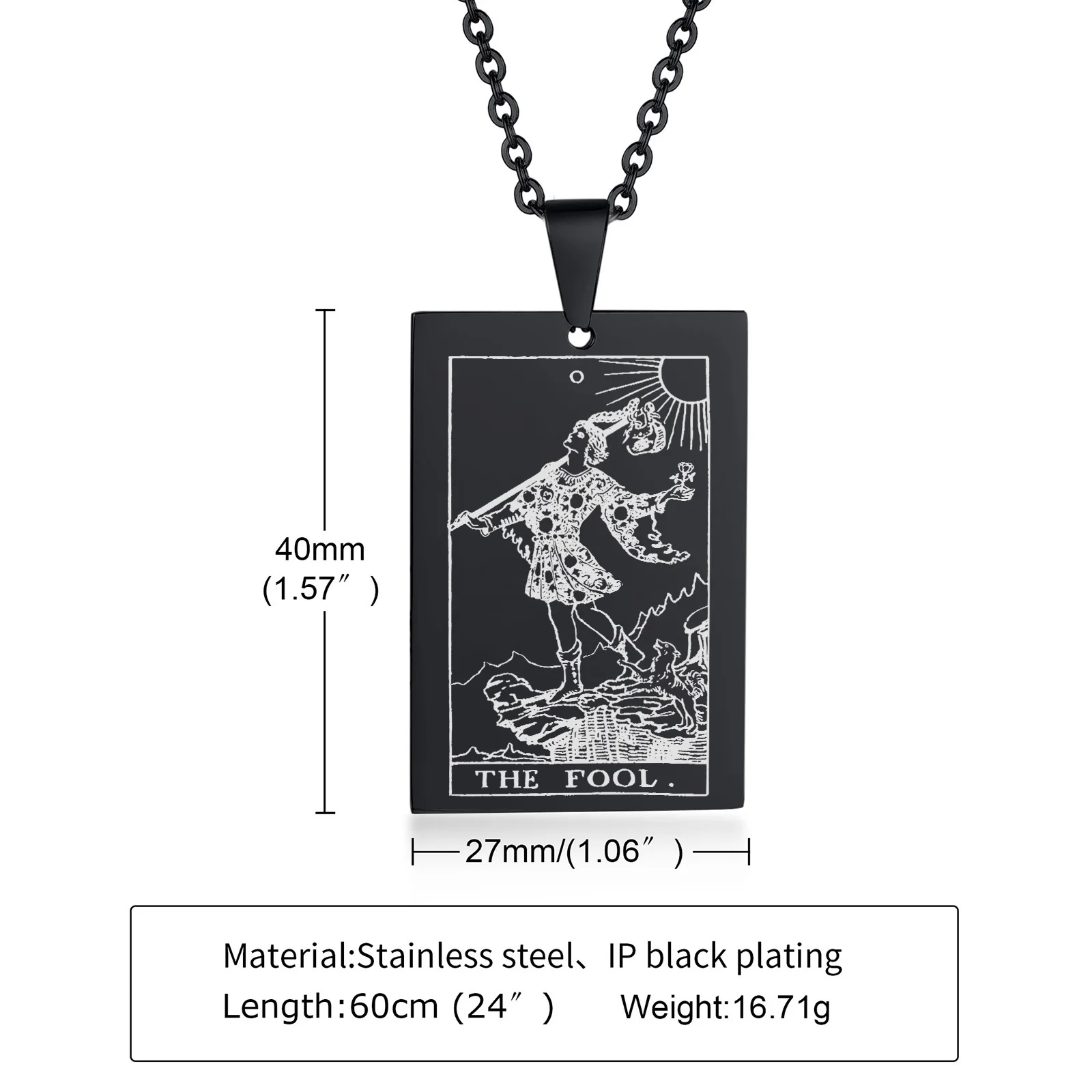 Tarot,The Star Tarot Card Necklace, Celestial Stainless Steel Dog Tag  Pendant, Unisex Divination Occult Esoteric Witchy Jewelry