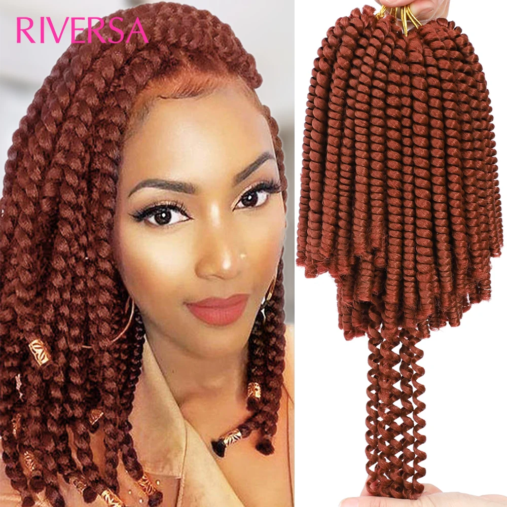 8 Inches Spring Twist Hair Crochet Braids 350# Copper Red Spring Twist Crochet Hair to Braids Synthetic Braiding Hair For Women