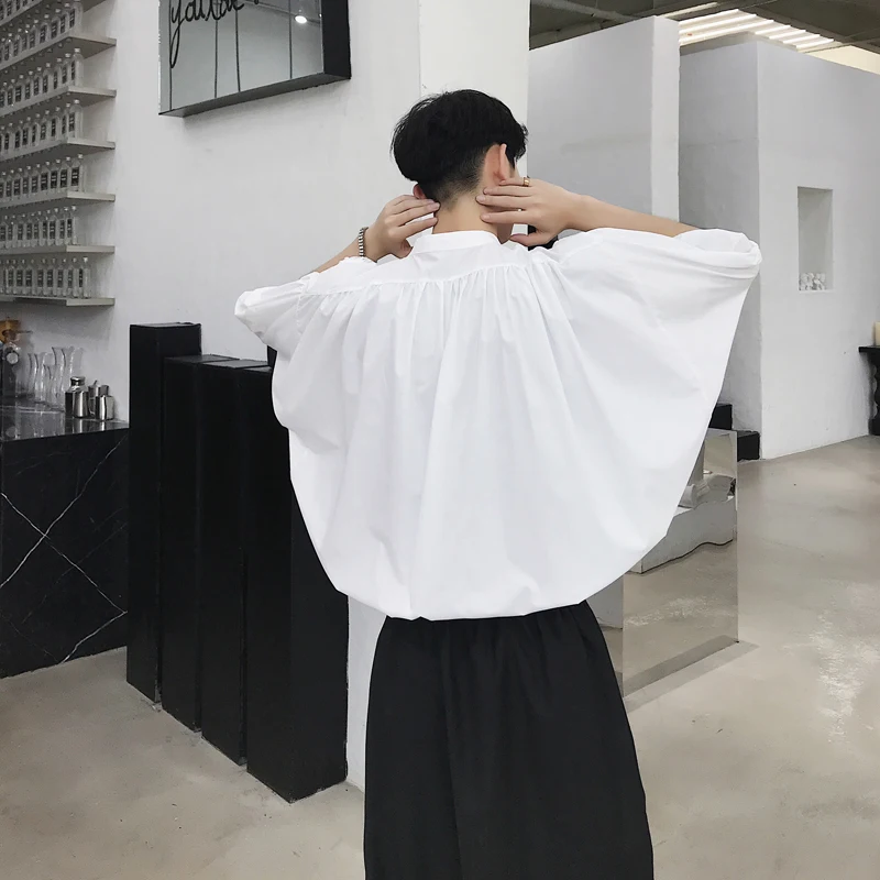 

Men's shirt Summer hair stylist costume Young men's loose bat sleeve shirt BF style doll shirt for men and women