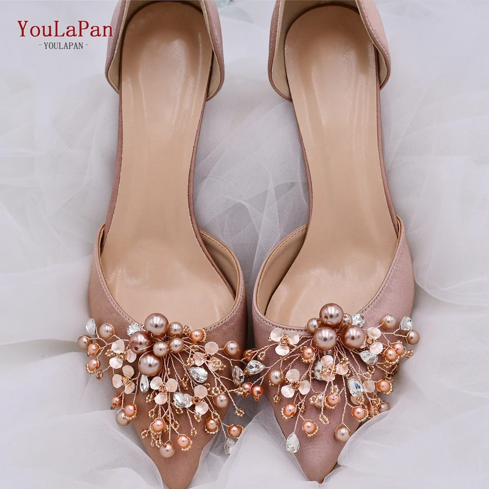 Youlapan X18 Mode Schoen Clips Gekleurde Parels Schoenen Clips Hoge Hak Handgemaakte Legering Bloem Bridal Schoen Gesp Schoenen Accessoires