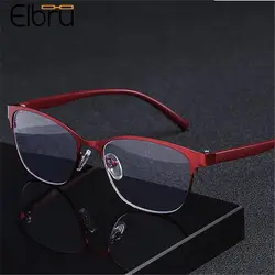 Elbru Retro Metal Cat Eye Reading Glasses Women Presbyopic Blue Light Blocking Eyeglasses Optical Eyewear+1 1.5 2 2.5 3 3.5 4