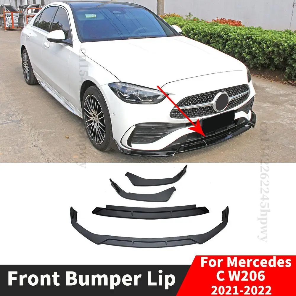 Front Bumper Lip Chin Guard Decoration Tuning Accessories Splitter Exterior Part For New Mercedes Benz C class W206 2021 2022