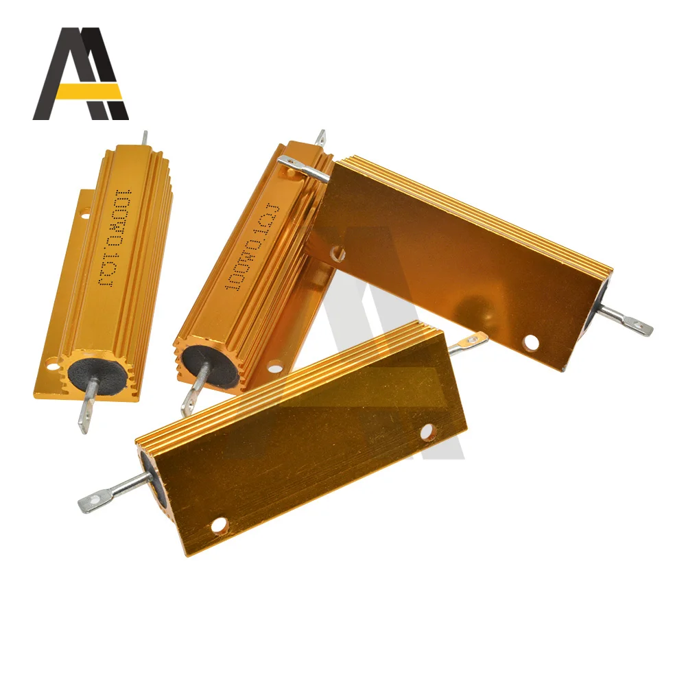 100W Casing Cangkang Logam Daya Aluminium Resistor Luka Kawat 0,1 R ~ 15R 0.1 ~ 1K 0.1 0.5 1 1.5 5 10 12 15K Ohm Tahan RX24 Igmopnrq