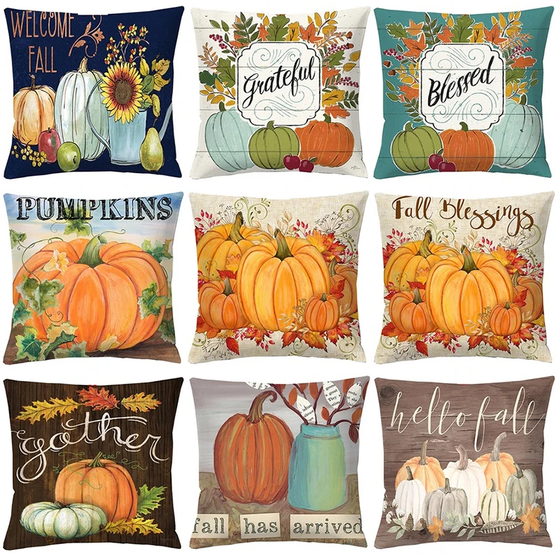 

Halloween Linen Pillow Cover Pumpkin Pillowcase Pillows Throw Cover Decorative Pillowcase Almofadas 45x45cm Cushion Cover