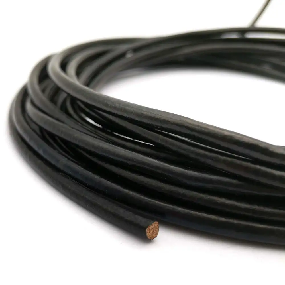 AaaZee 2 Yards 4mm Genuine Cow Hide Real Round Leather Cord, Black Jewelry Making Crafts