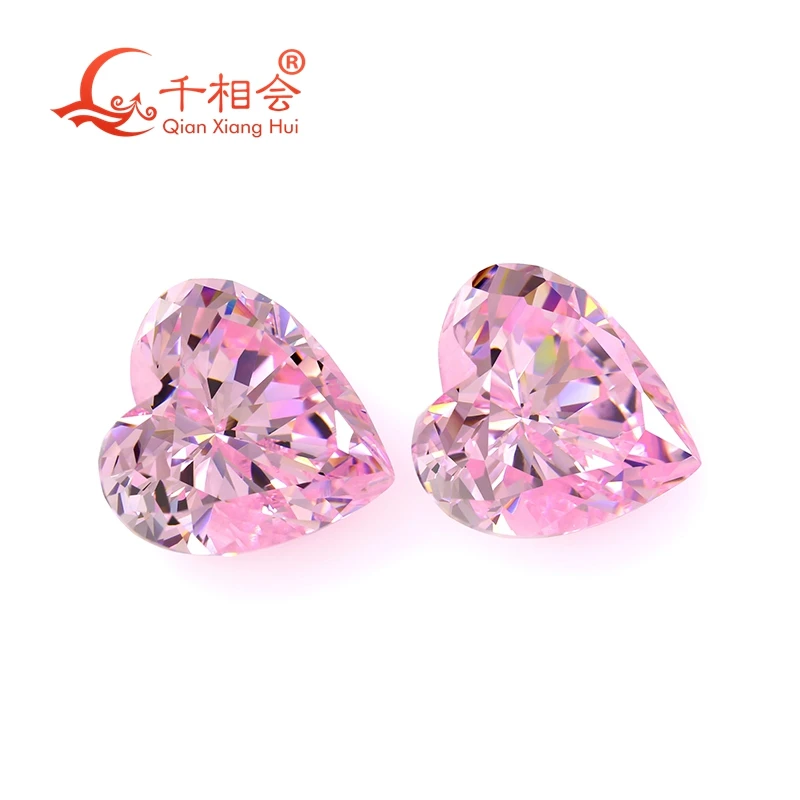 4mm to 14mm Fancy   pink  color heart  shape good quality  cubic zirconia loose stone cz stone