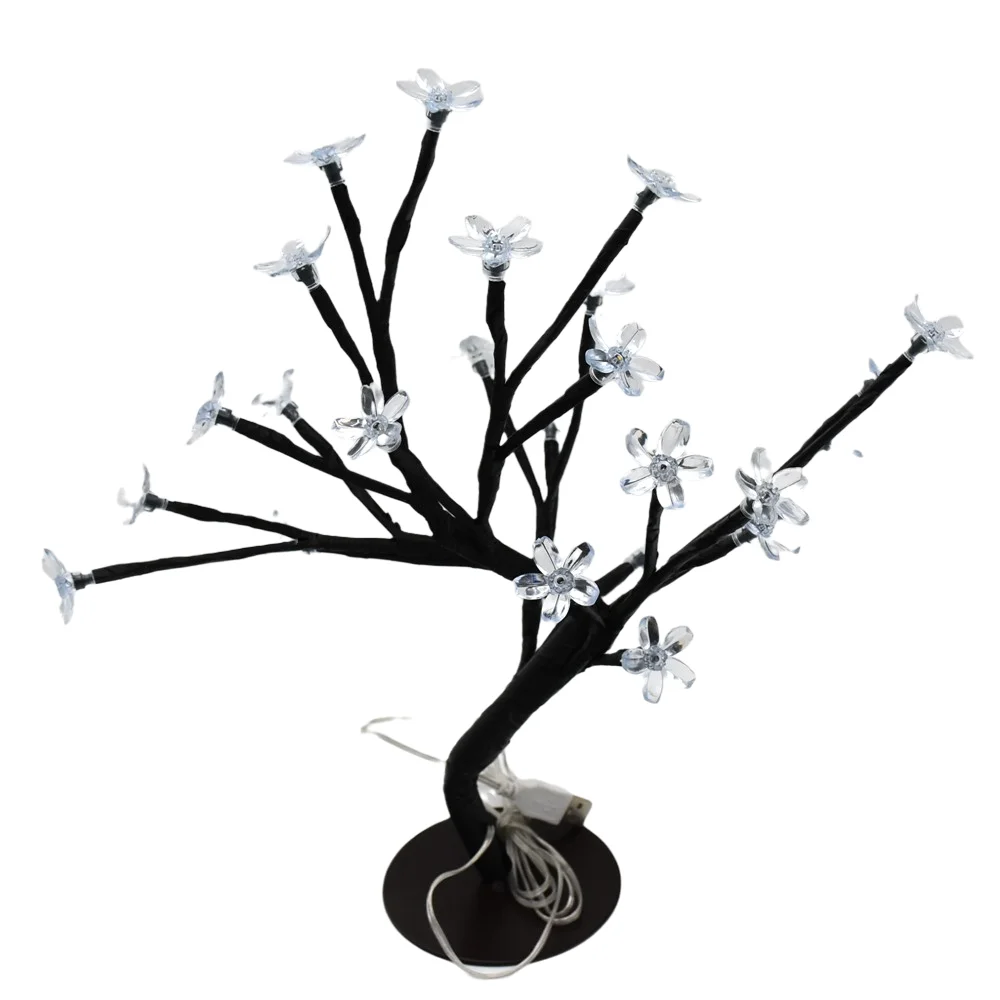 LED Cherry Blossom Table Lamp 24Leds Fairy Decor Desktop Light USB Powered Indoor Wedding Christmas Party Decoration Tree Lamps