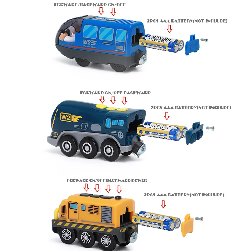 Juego de tren locomotor operado por batería, potente motor, bala, Tren Eléctrico, juguetes aptos para vías de ferrocarril de madera Biro, regalo para niños