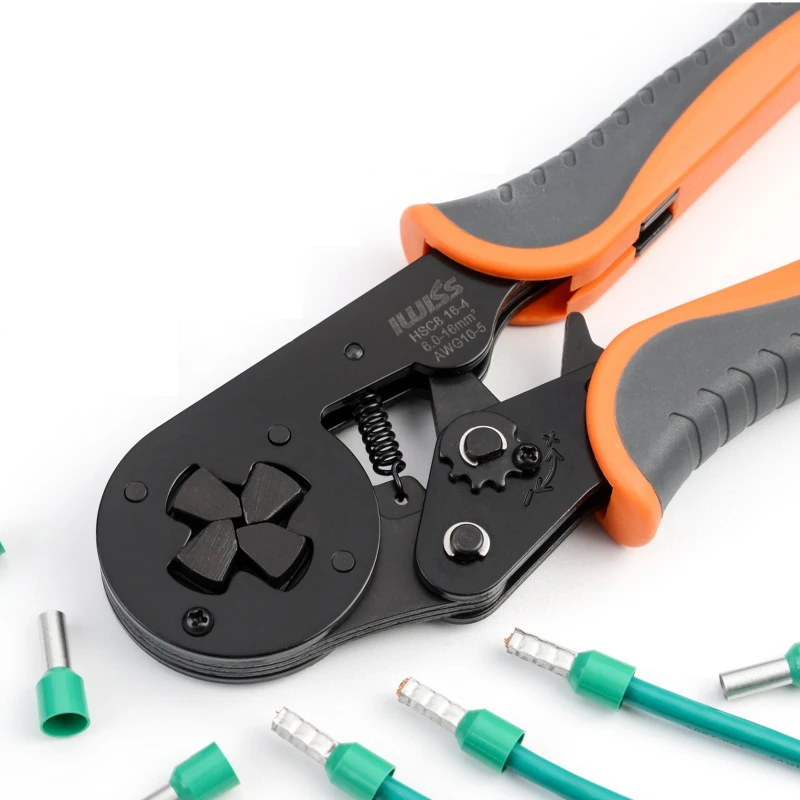 IWISS HSC8 16-4 Crimper Plier Adjustable Crimping Tools for 6.0-16.0mm² (AWG10-5) Cable End-sleeves Wire VE Terminal Connectors