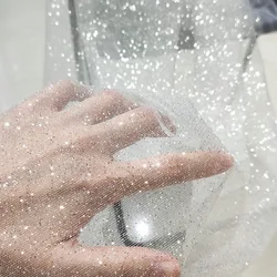 Sequined Yarn Hot Silver Mesh Wedding Dress Lace Fabric Dress Veil Skirt Flash Fabric Wedding Background Lace