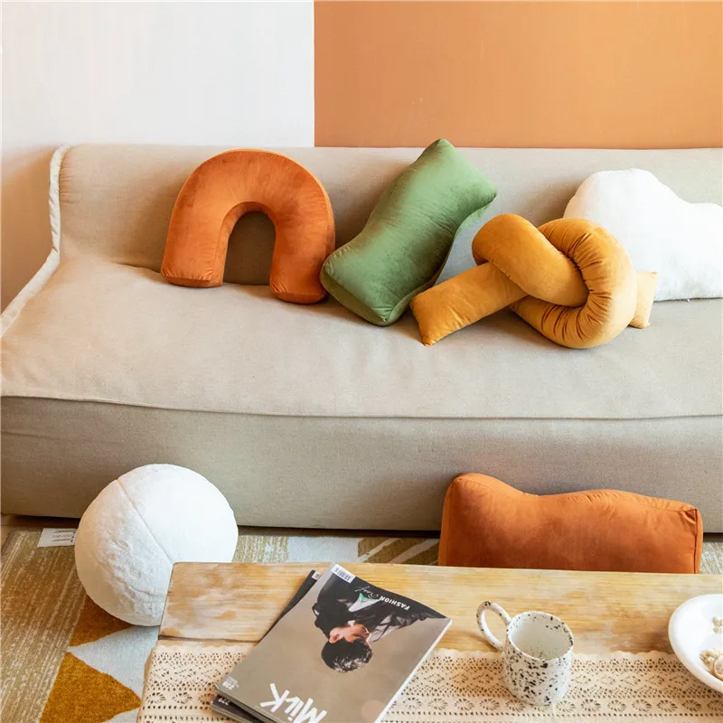 

New Velvet Cushion U-shaped Pillow for Sofa Living Room Skinny Cushions Plush Bedroom Cushion Sofa Pillows cojines decorativos