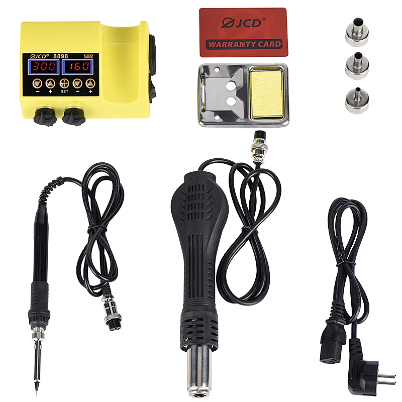 JCD 2 in 1 750W Soldering Station LCD Digital display Rework Welding Station Kit for cell-phone SMD IC Repair Solder tools 8898