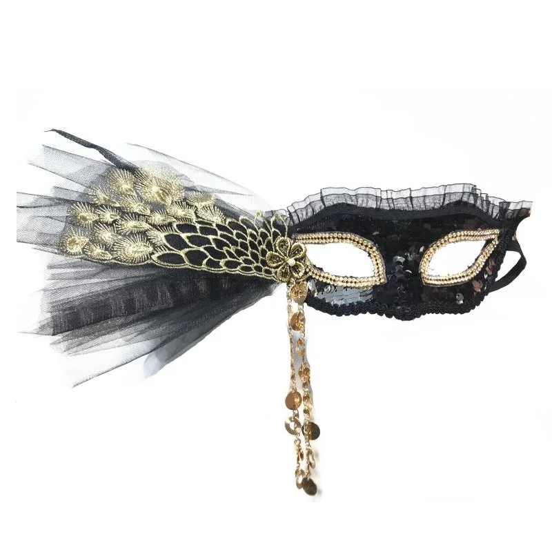 Masked Party Black Venetian Ball Mask, Peacock Lace Party Halloween Singer Carnival Mask