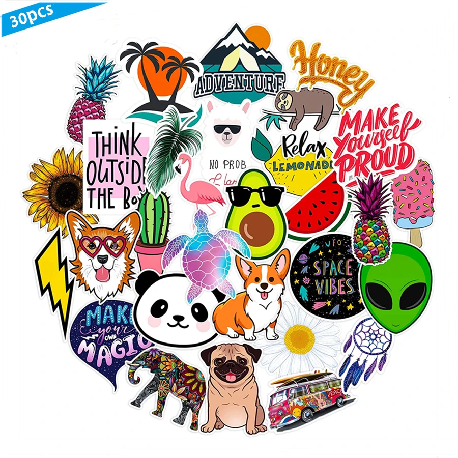 

30PCS Cute Trendy Sticker Waterproof Cartoon Vinyl Stickers for Macbook Laptop Skin Scrpbook Luggage Skateboard Fridge Car Decal