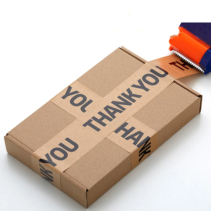 5CM*50M Warning THANKYOU Environmental Printing Tape,High Tensile Kraft Flatback Carton Sealing Tape 박스테이프