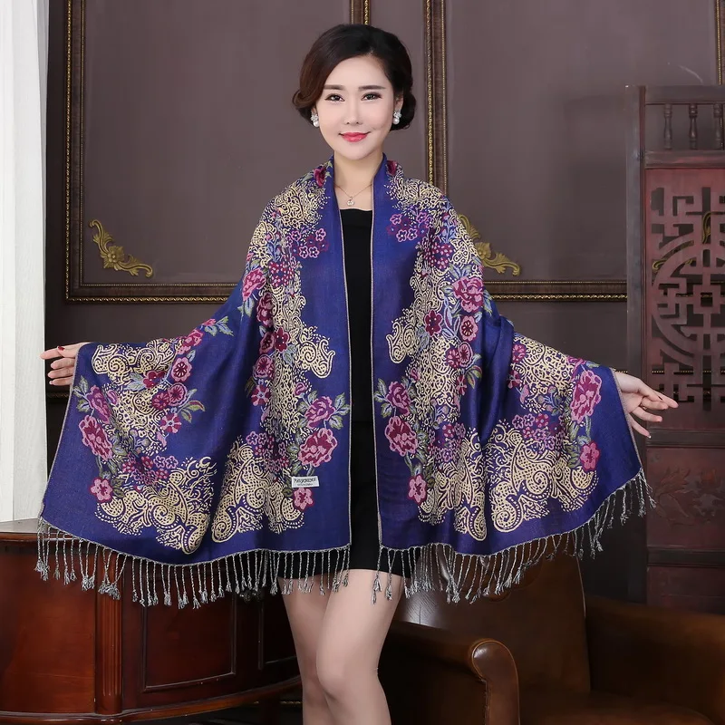 

Women's Retro Ethnic Style Flower Pattern Tassels Long Warm Winter spring travel Shawl Pashmina Scarf Wrap Scarf