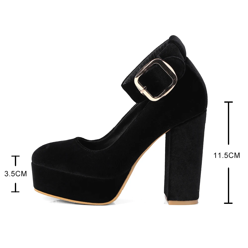 Big Size 33 41 Spring Sexy Velvet Pumps Female Lolita Shoes Cute Mary Janes Party High-heeled Buckle Platform Femeninos Tacones