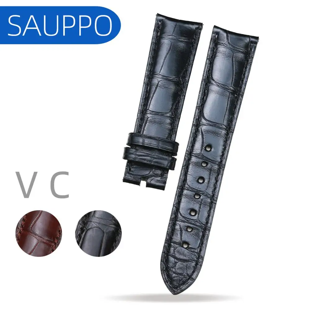 

SAUPPO suitable for Vacheron Constantin Alligator strap Genuine Leather Watchbands black brown Watch Strap Band 20mm men's strap