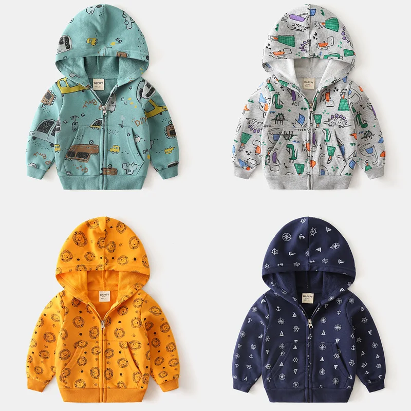 Children’s sweater South Korean version of Children’s wholesale boys cartoon full-printed Hoodie zip-up shirt baby jacket tide