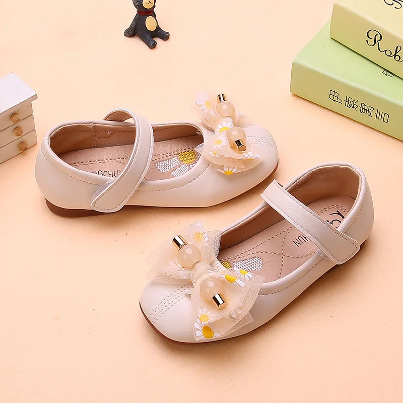 3 4 5 6 7 8 9 10 11 12 Years Fashion Bow Girl Elegant Dress Party Dance Leather Shoes For Children Spring Big Kids Flat Shoes