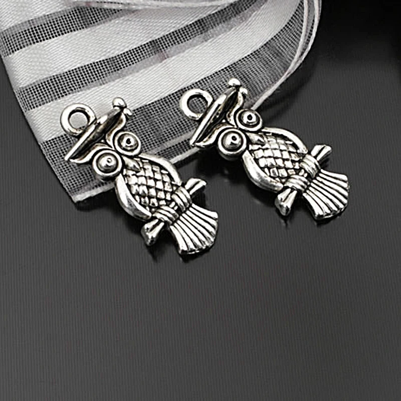 (C195)50 pieces 22x10mm Antique Silver color Zinc Alloy Owl Charms Pendants Diy Jewelry Findings Accessories Wholesale