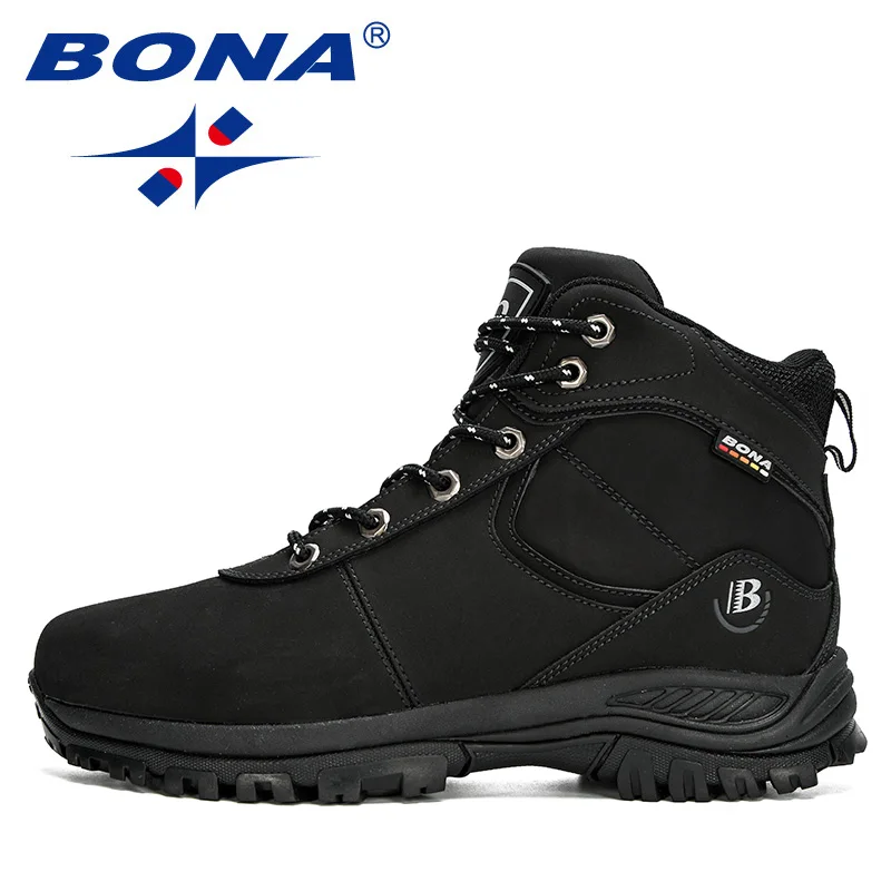 BONA-zapatos de cuero nobuk para hombre, botas de nieve cálidas, botines antideslizantes de felpa para exteriores, invierno, 2020