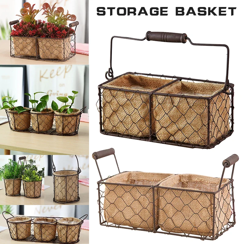 HOT Vintage Wire Baskets for Storage Removable Fabric Liner Wire Storage Basket with Removable Liner Fast Delivery