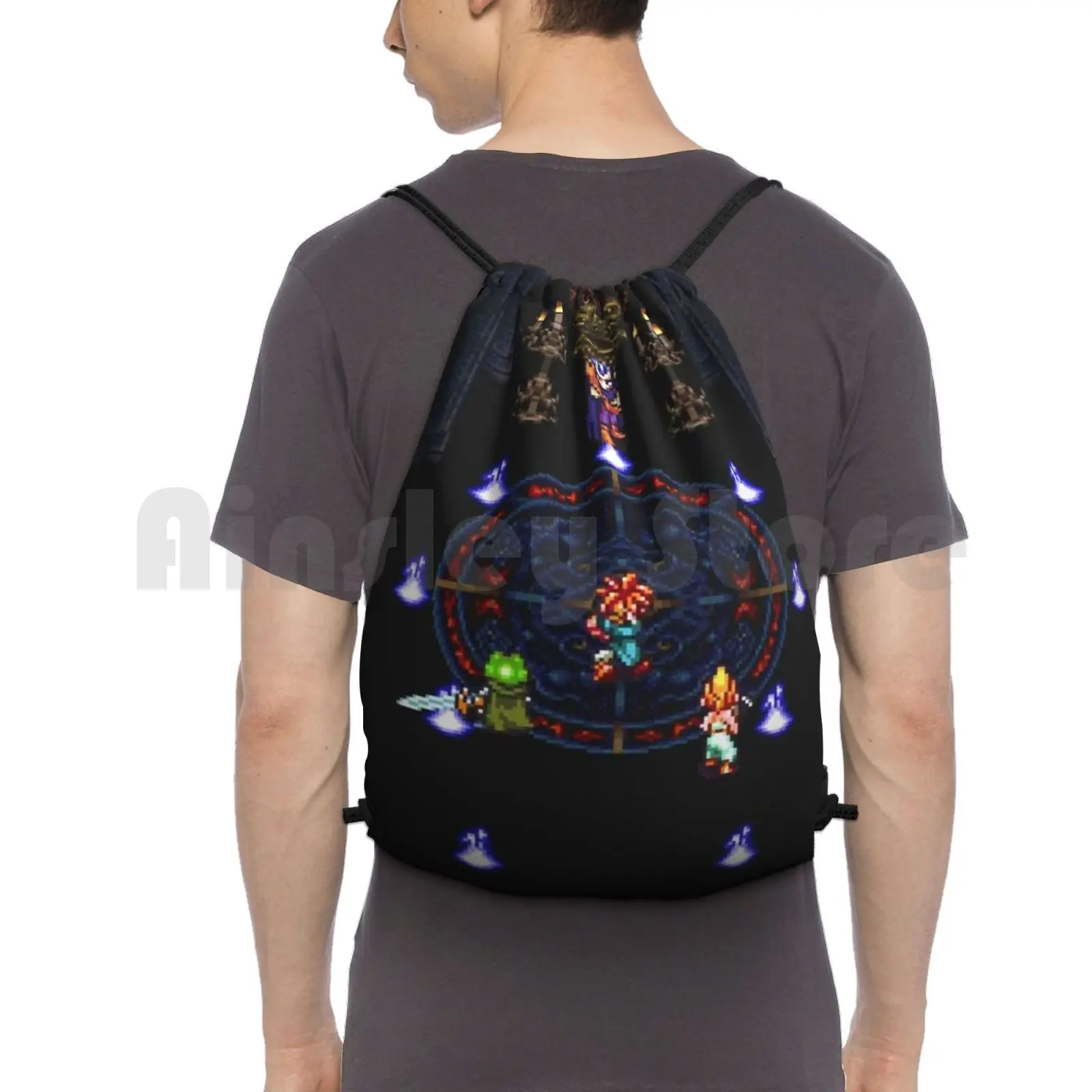 

Chrono Trigger-Magus Fight Backpack Drawstring Bag Riding Climbing Gym Bag Chrono Trigger Magus Snes Game Super