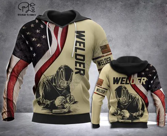 Welder Flag  printed Hoodies sweatshirts Men Women Fashion Hooded Long Sleeve streetwear Pullover cosplay costumes