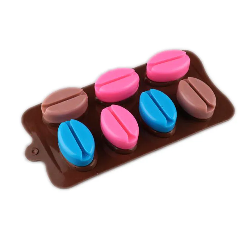 7 Cavities Coffee Beans Chocolate Silicone Mold DIY Candy Cake Mould Biscuits Cookies Baking Tools Soap Molds Cake Decorating