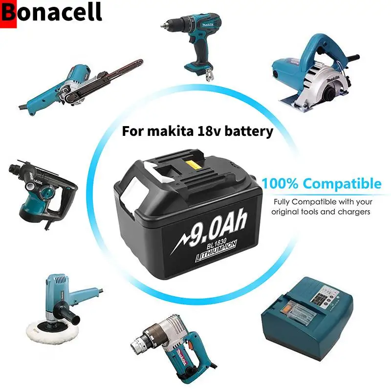 Сменный аккумулятор Bonacell BL1850 для makita 18 в, электроинструменты для Makita BL1830, BL1860, BL1840, BL1840B, BL1850, BL1860B