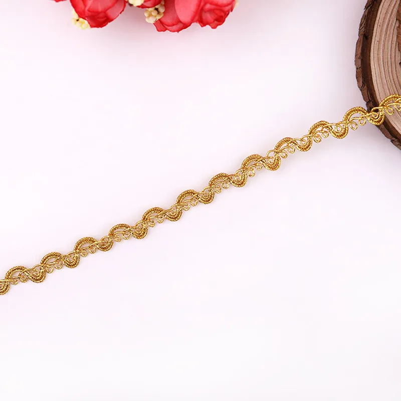 10Yards 7mm Trim Sewing Lace Gold Silver Centipede Braided Lace Ribbon Home Party Decoration DIY Clothes Curve Seing Lace