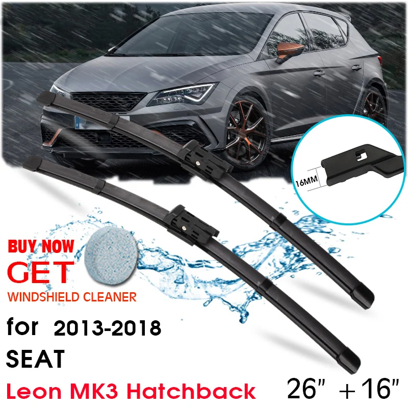 

Car Front Window Windshield Rubber Silicon Refill Wiper For Seat Leon MK3 Hatchback 2013-2018 LHD / RHD 26"+16" Car Accessories