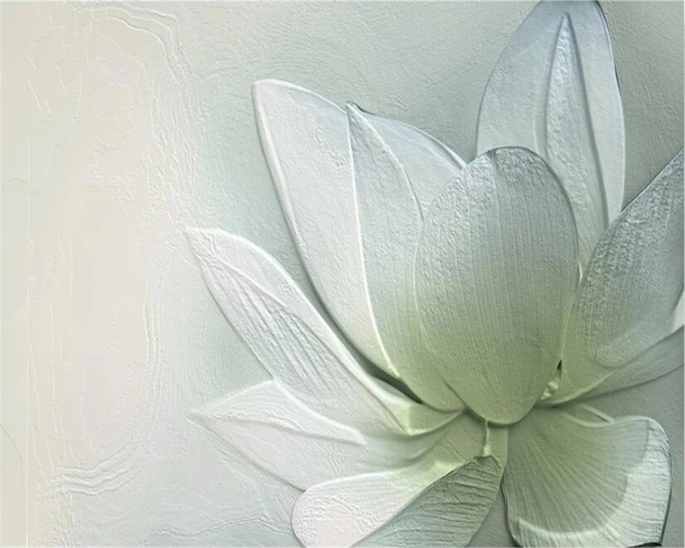 

wellyu Customized large-scale 3D mural modern fresh lifelike lotus mural TV living room background wall wallpaper