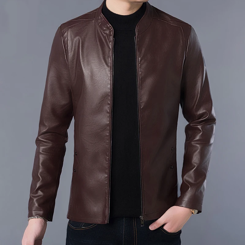 

Men Split Leather Jacket 2023 New Spring And Autumn Zipper Sheepskin Slim Male Motorcycle Leather Jacket Teenage Boy P11