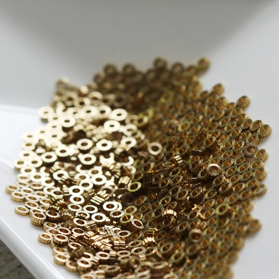 Materiały DIY - 400 sztuk solidnych, surowych mosiężnych elementów dystansowych - Zębatka 2,2x1mm (4396C-Q-35) — zdjęcie 6