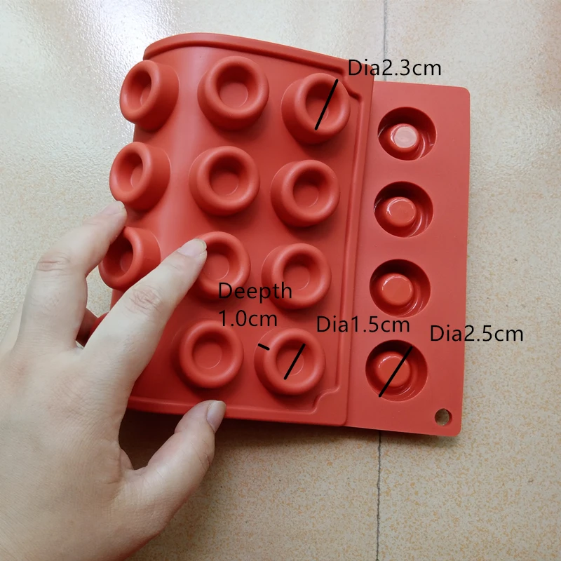 Mini Donuts Non-stick Silicone Mold, Donut Tray, Cake Mold, Dessert Tool, 28 Cavity, 1Pc, Red, Food grade, Ring,