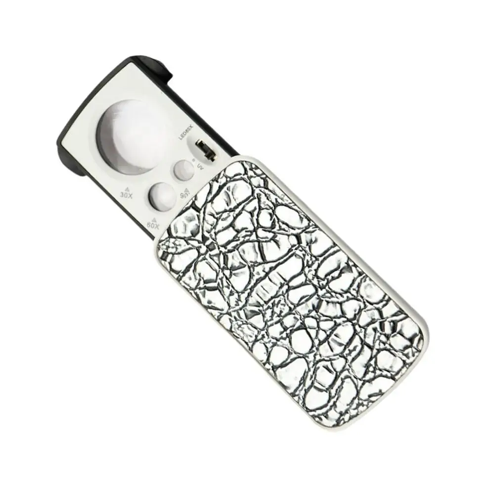 30X 60X 90X Magnifying Glass With LED Light Jewelry Identification Reading High Magnification Acrylic Pull-Out Magnifying Glass