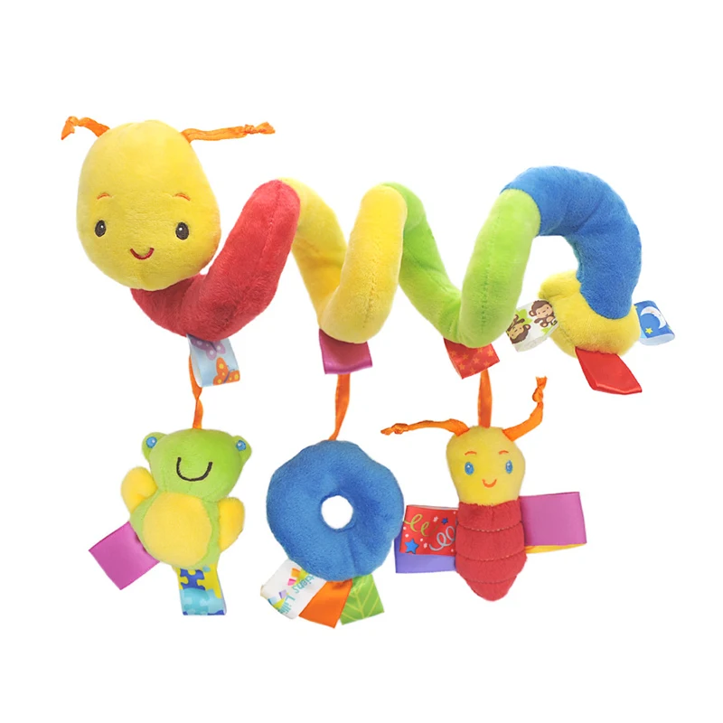 รถเข็นเด็กทารกจี้เตียงไขลานของเล่น Plush Comfort ตุ๊กตา Rainbow Teether Rattle การ์ตูนสัตว์แขวน Bell ของขวัญสำหรับ3เดือน +