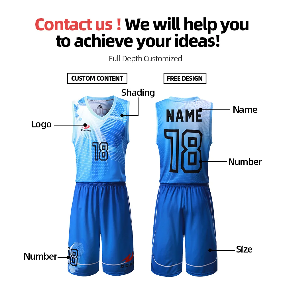 Sublimation Printing Basketball Clothing Basketball Uniform Jersey Short Blue White Any Color Custom Jerseys image 6