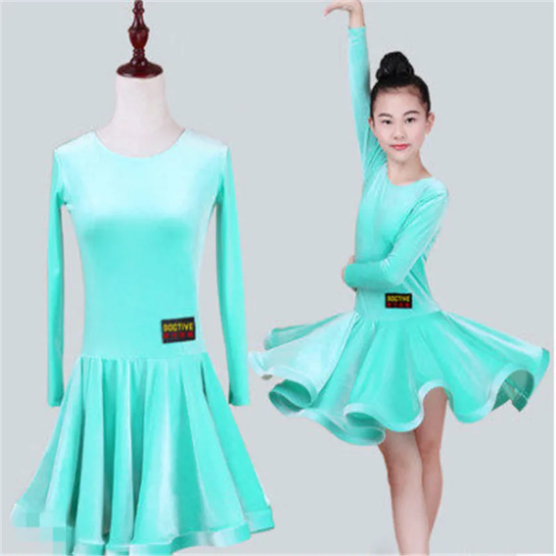 Leopard Stage Performance Dress Girls Latin Dance Clothing Sequin Kids Bright Color Latin Salsa Dresses Samba Dance Costumes