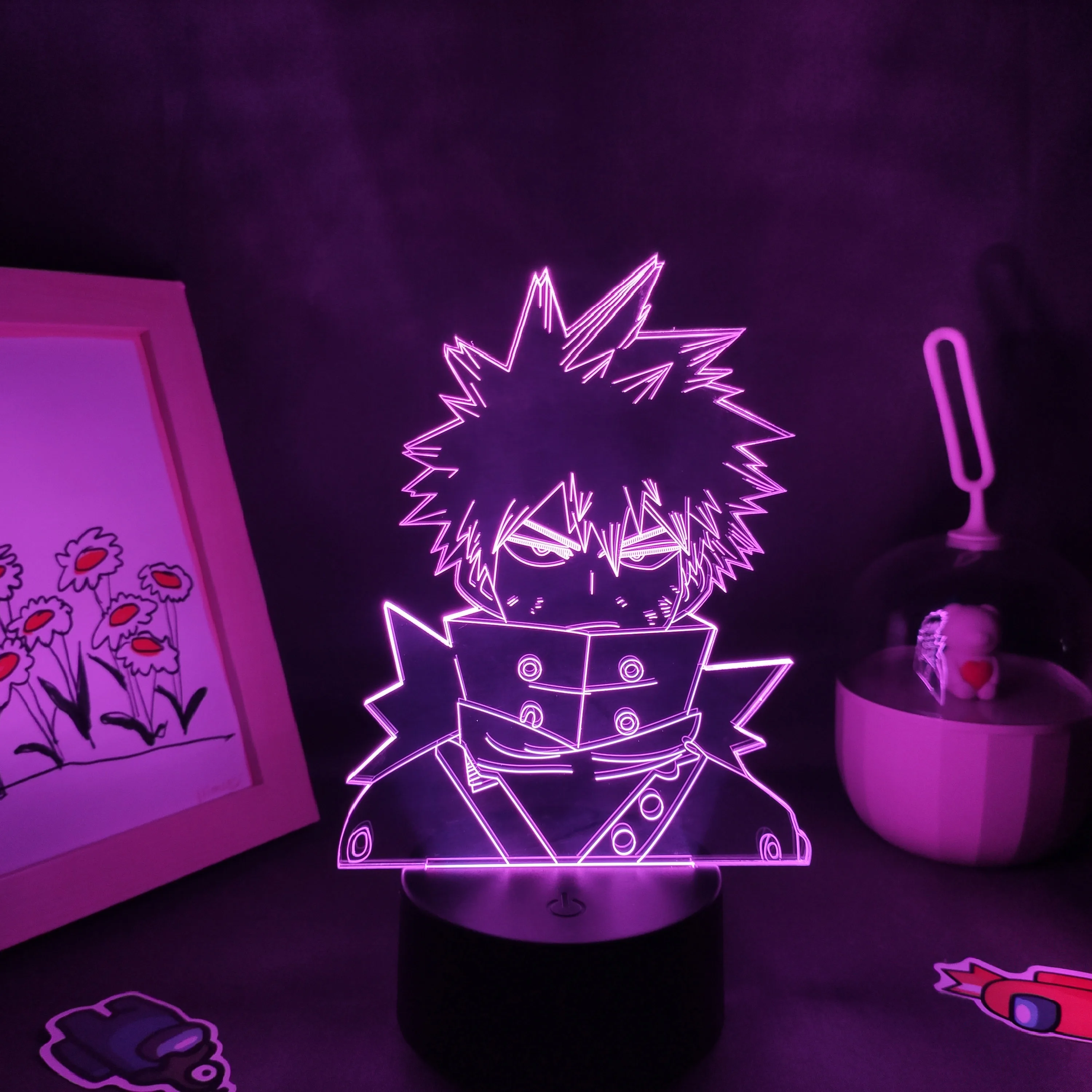 

Anime My Hero Academia Bakugou Katsuki 3D LED Neon Nightlight Birthday Gift for Friend Otaku Bedroom Table Decor Manga Lava Lamp