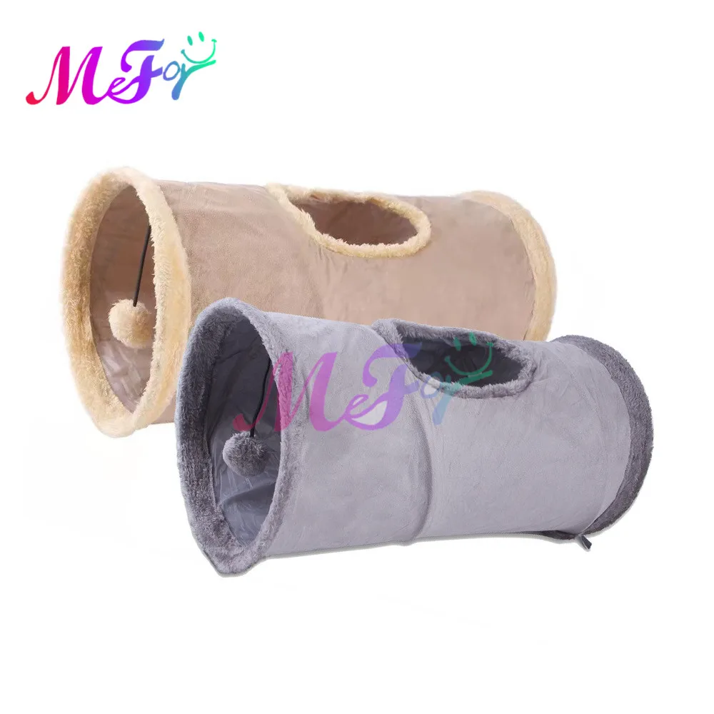 Cat Tunnel Toy Funny Pet 2 fori gioca tubi palle giocattoli pieghevoli per gattini per cuccioli furetti coniglio gioca tubi per Tunnel per cani